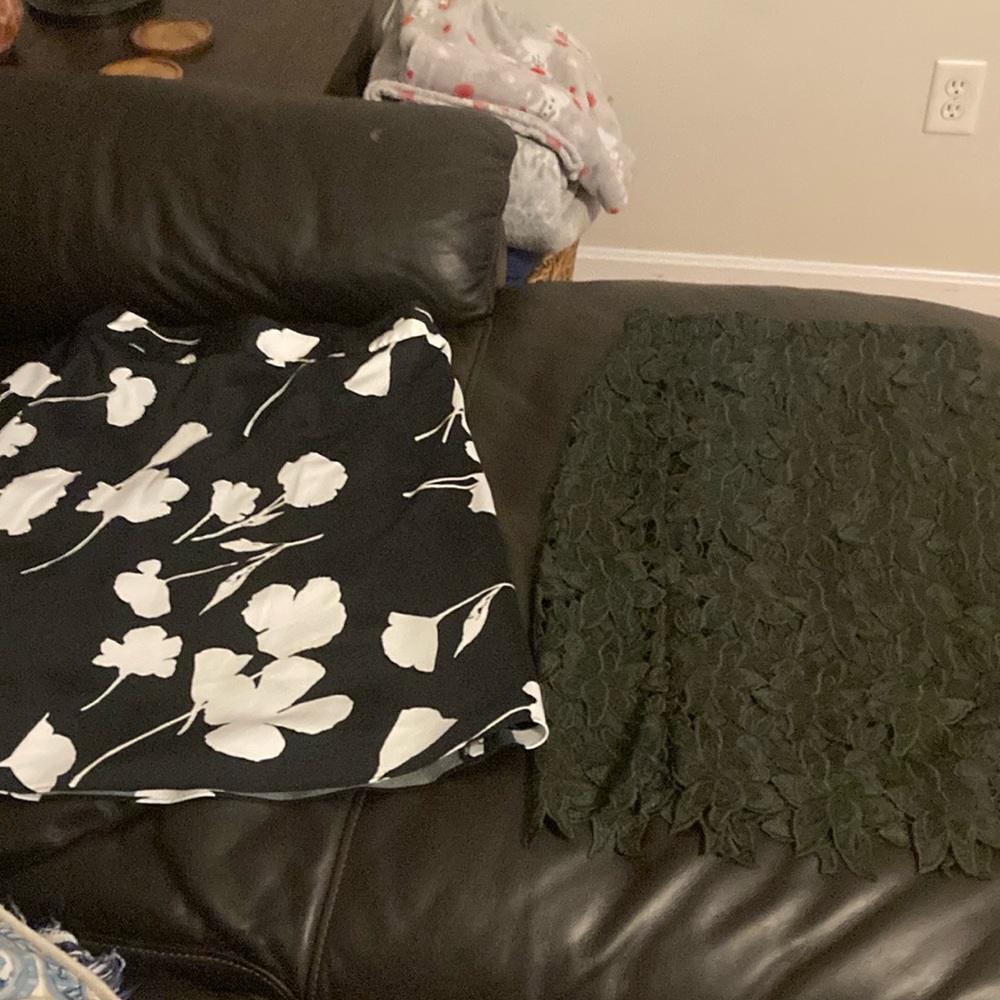 Floral Black and White Skirt